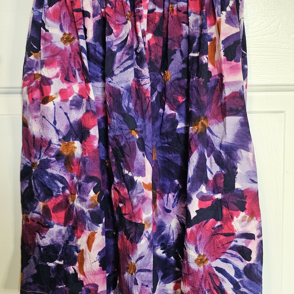 Simply Vera Vera Wang Purple and Pink Floral Midi Dress Women's Sz M - Picture 5 of 14